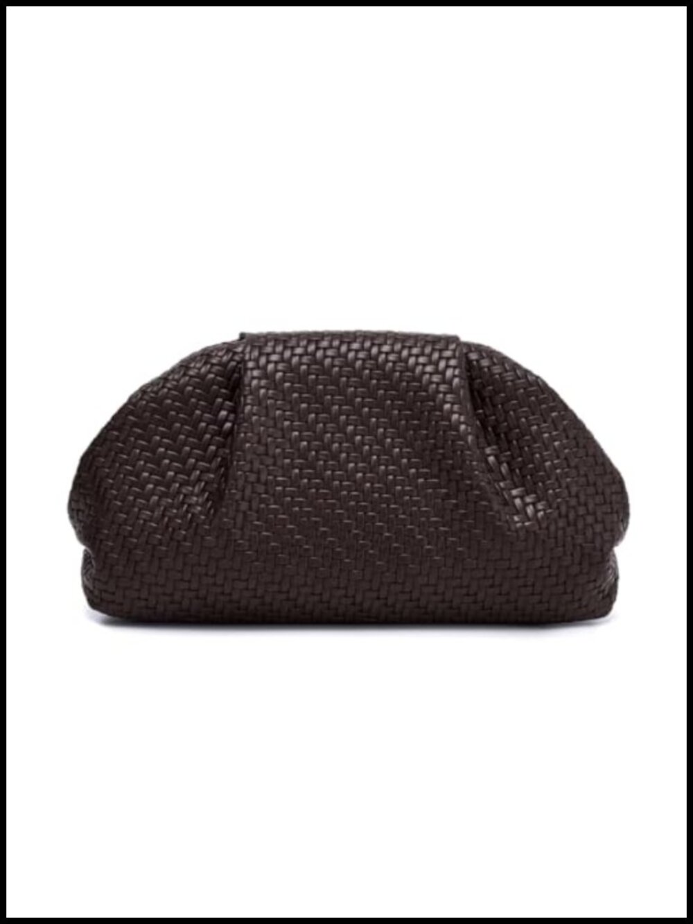 Woven Vegan Leather Clutch Purse Ruched Dumpling Handbag Evening Party Wedding